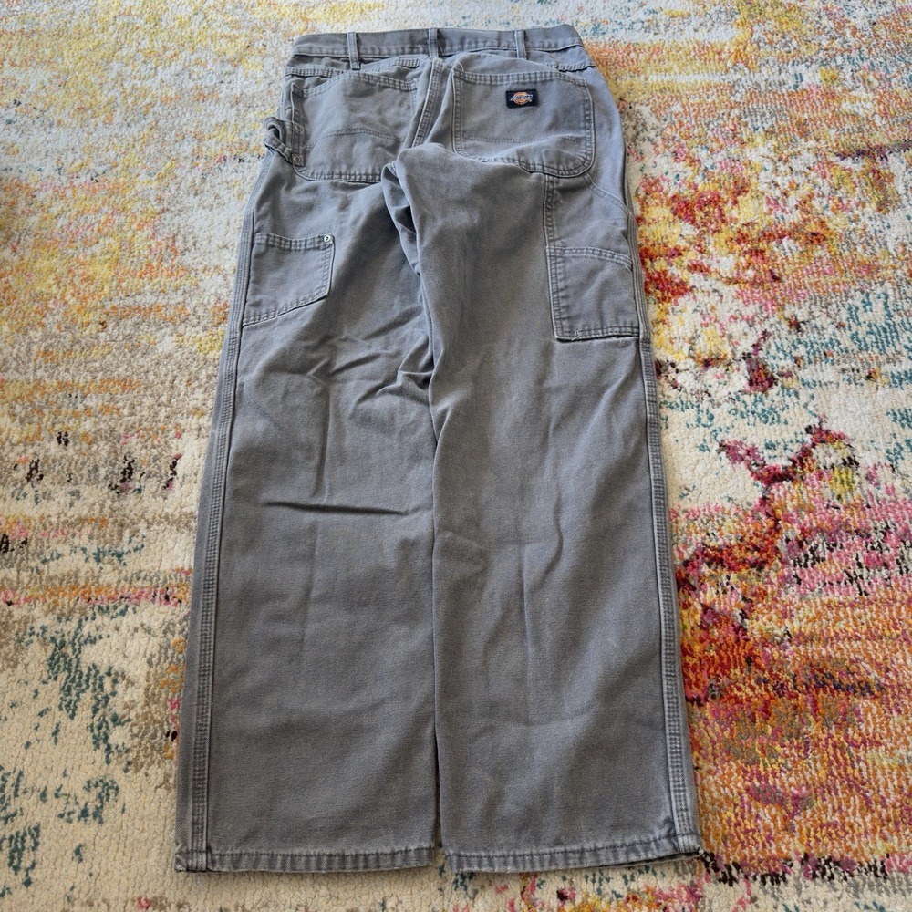 Vintage Faded Y2K Dickies Grey Canvas Carpenter Pants Workwear 32x30